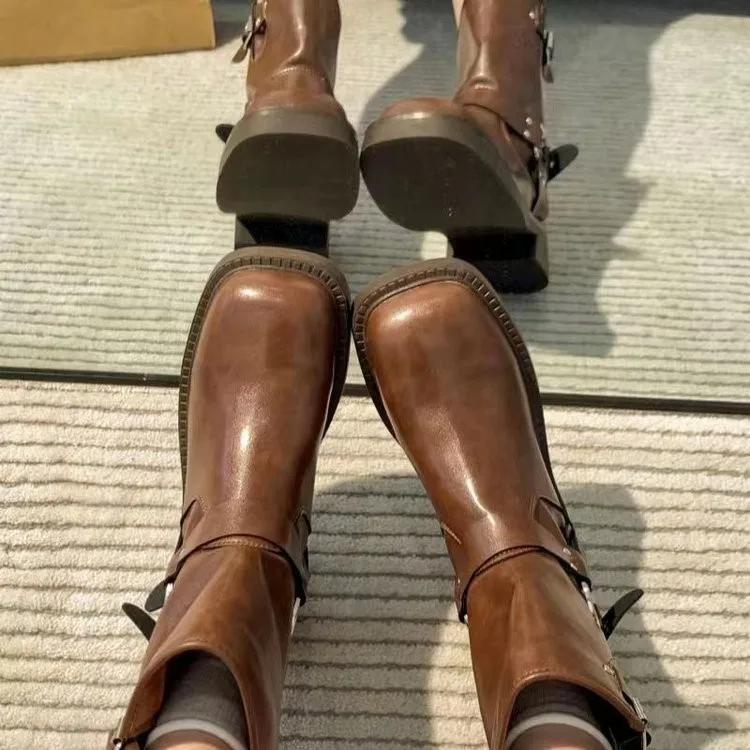 Women's Ankle Boots Autumn Work Fashion Elegant Punk New in Black Luxury Low Heel Round Toe Leather Dropshipping Center Footwear