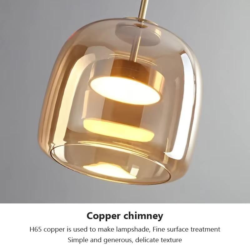 Modern LED Glass Pendant Light Luxury Amber Grey Dia 26/38CM Hanging Lamp For Bedroom Restaurant Living Room Home Decor Fixtures