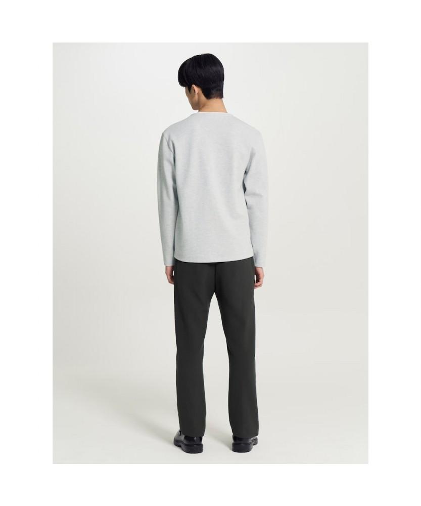 Binpolmen Henley Neck Long Sleeve T-Shirt Light Gray
