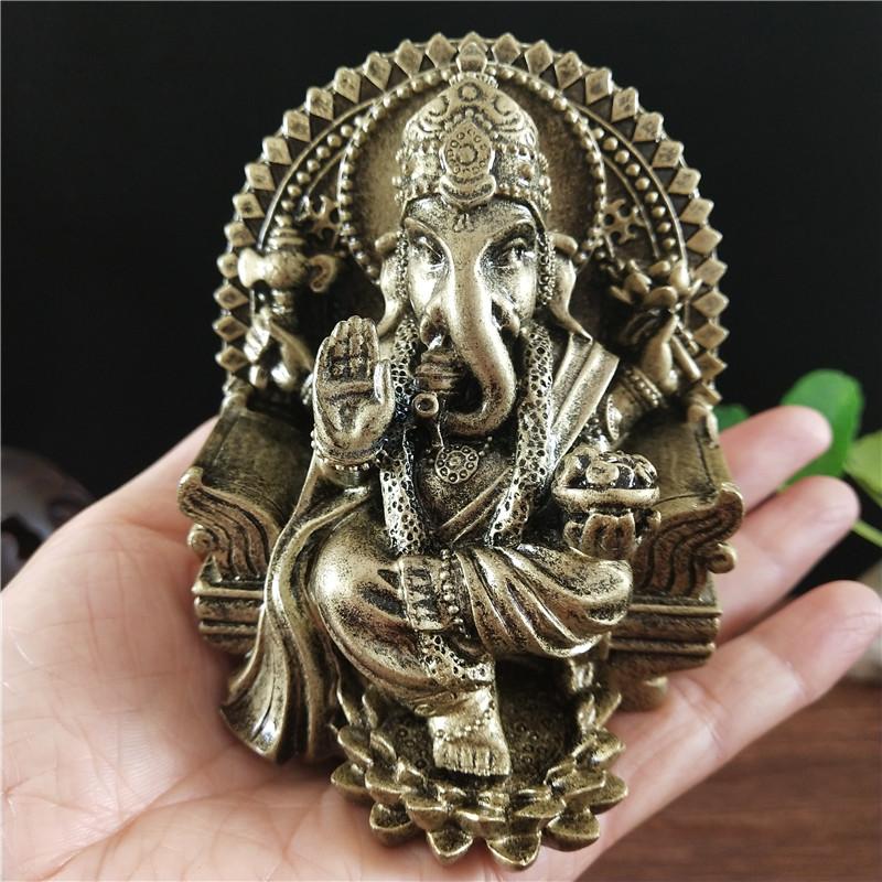 Lord Ganesha Statue Sculpture Elephant God Buddha Statues Figurines Resin Bronze Color Ornament For Home Garden Decoration