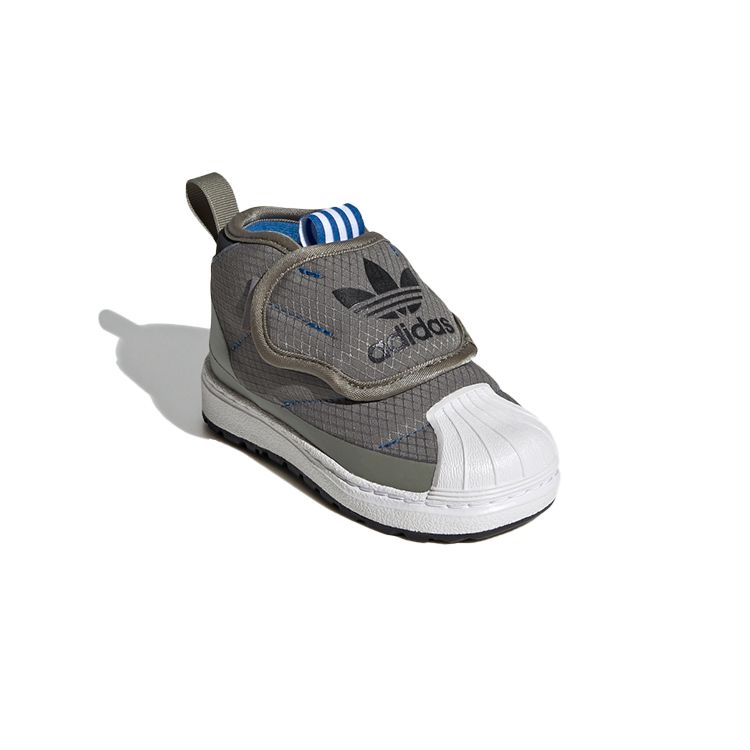 Adidas Originals Superstar Series Round Toe Velcro Warm Mid-Top Walking Shoes Baby Shoes Green FW1106