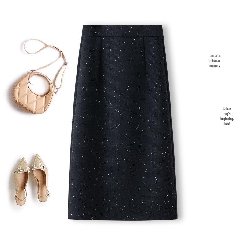

2025 Fashion High Waist Sequin Skirt for Women - Slimming & Versatile for Autumn/Winter L (106-115 Jin) чорний
