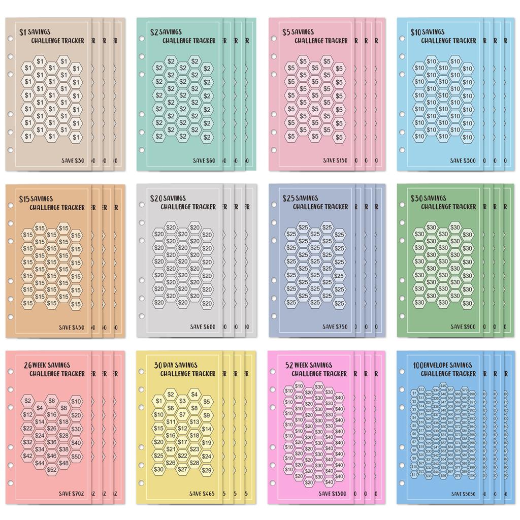 A6 100 Zarf Eave Para, 52 Hafta Tasarruf Mücadelesi, 30 Gün Tasarruf, Euro USD Nakit Zarflar Bütçe Planlayıcı Tasarruf Etmek Kolay