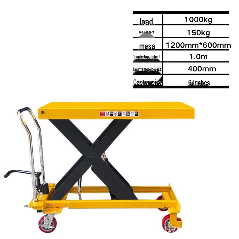 Compact Manual Hydraulic Scissor Lift Cart with Foot Pedal