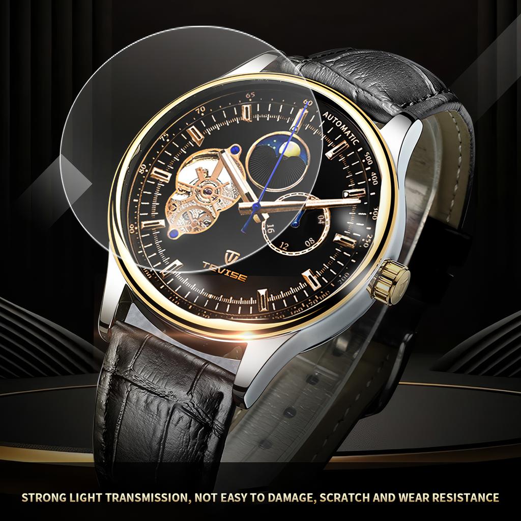 Men's Fully Automatic Mechanical Watch Tourbillon Hollow Dial 24-hour Moon Phase Window Business Waterproof Noctilucent Men's Fashion Mechanical Watch