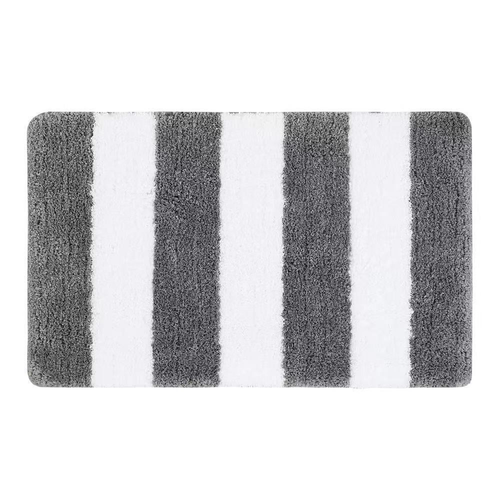 Bathroom Kitchen Waterproof Non-Slip Carpet Black-White Gray-White Striped Cashmere-Like Printed Absorbent Entry Door Non-Slip Mat