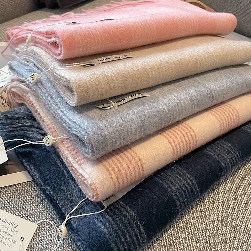 Small wool cream sweet wind winter plaid atmosphere thickened warm scarf scarf student girl