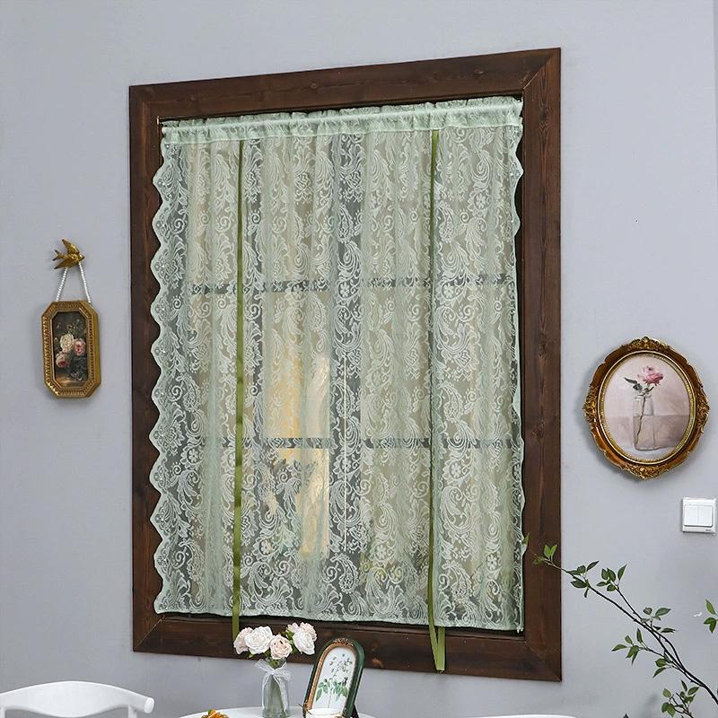 1Pc No-drill Simple White French Style Polyester Rustic Style Lace Curtains