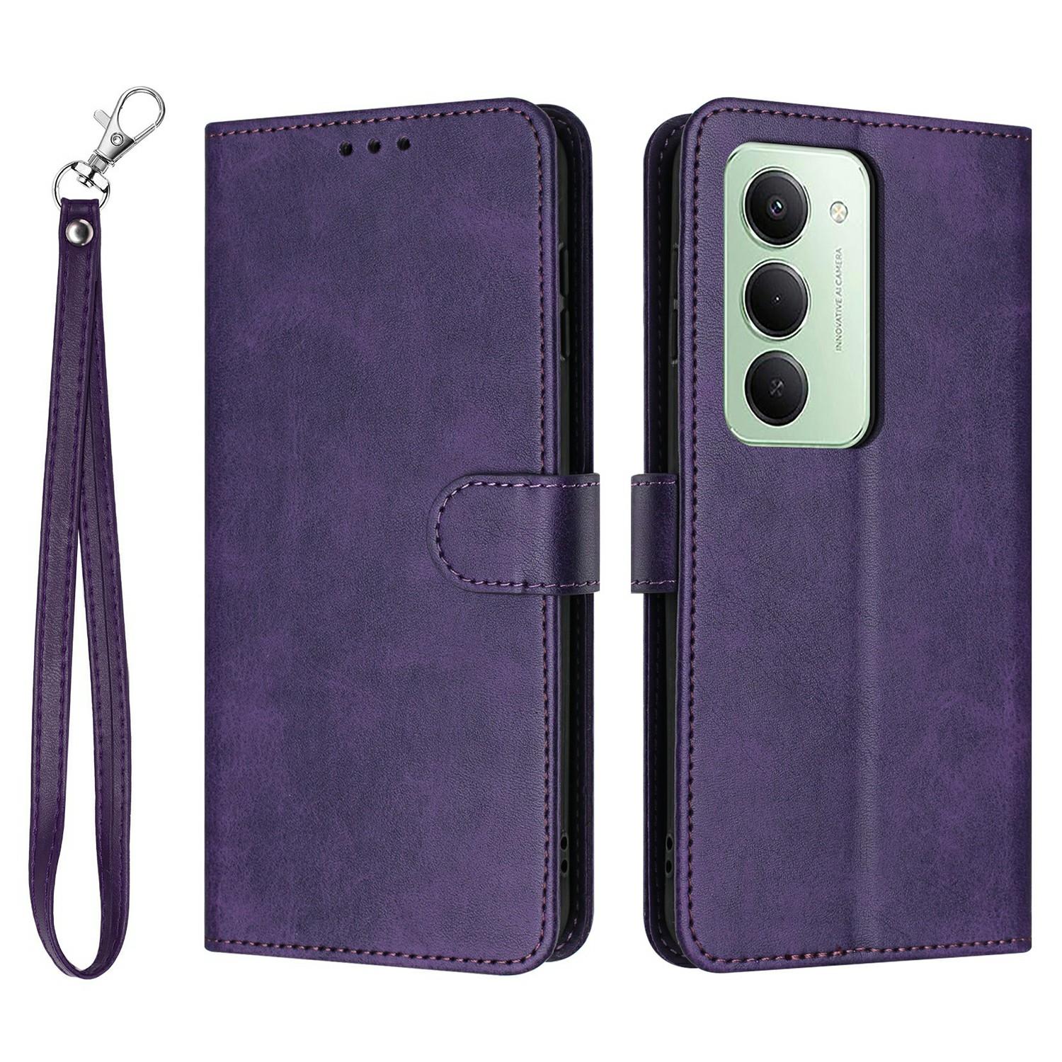 

For Xiaomi Redmi 15 5G (Global) (169mm)/15 4G (169mm) Case Flip Stand Calf Texture PU Leather Wallet Phone Cover with Strap