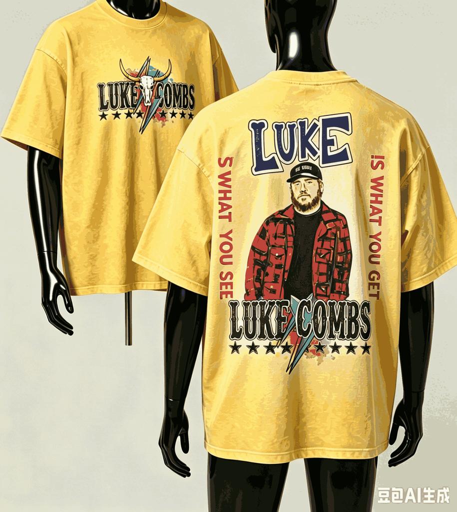 Luke Combs Maglietta Regalo per Fan Unisex Unisex Harajuku Oversize Unisex Manica Corta Streetwear Alta Qualità Coppie Classica Morbida