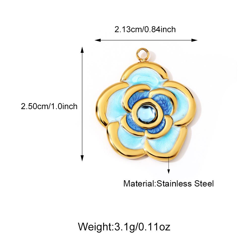 Three-Dimensional Rose Devil's Eye Cross Stainless Steel Pendants for DIY Necklaces
