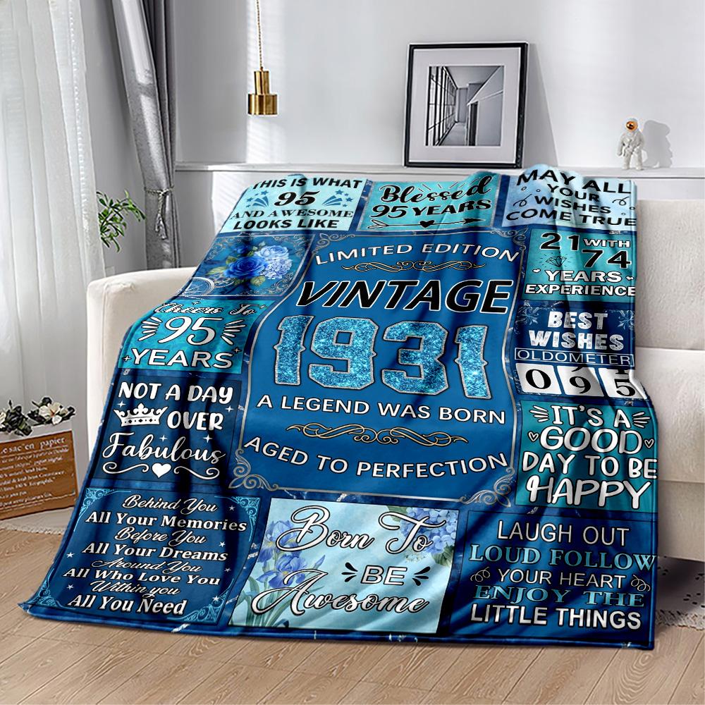 95th Birthday Celebration Blanket Soft Warm Cozy Perfect for Office Chair Picnics for All Occasions Playful Design