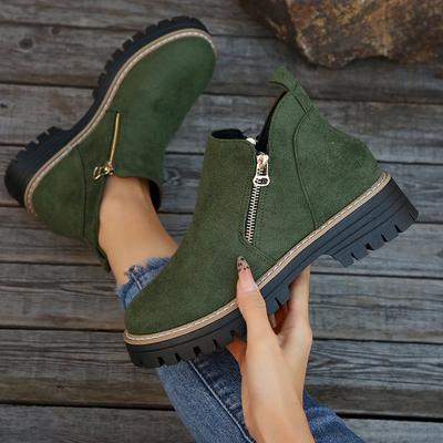 Autumn New Retro Design Casual Zipper Short Boots for Women Comfortable Versatile Non Slip Fashion Thick Soled Ankle Boots