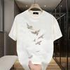 2025 Men's summer 100 cotton fashionable casual sports loose plus size letter pattern printed round neck short sleeved T-shirt