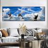 Landscape Ocean Dolphin Blue Sky Clouds Canvas Painting Posters and Prints Wall Art Pictures Living Room Home Decor No Frame