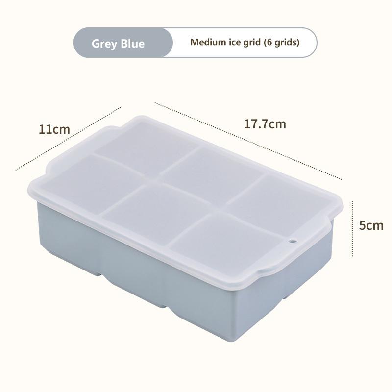 4/6/8 Grid Ice Cube Tray Silicone Ice Cube Moulds  Pot Base Packaging Box With/Without Lids Reusable Square Ice Cube Mould