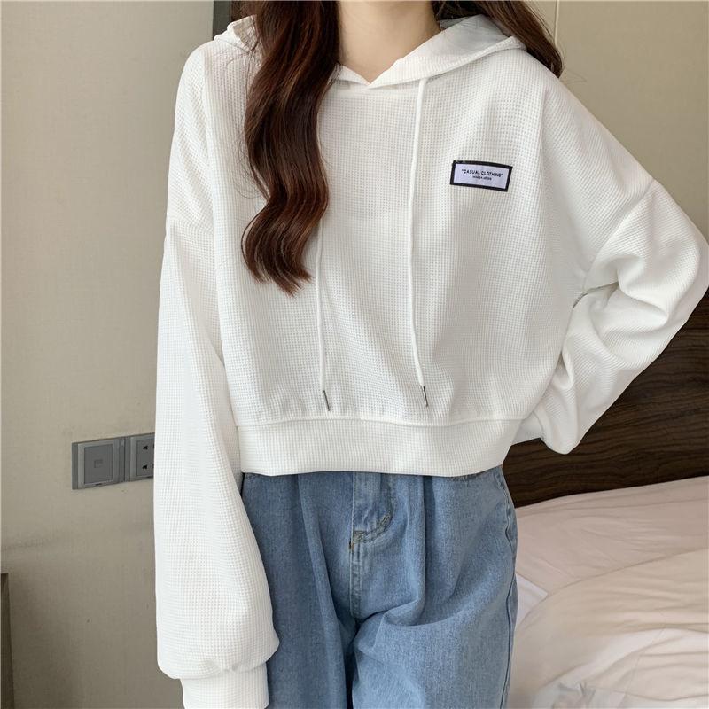 Hooded Casual Short Sweatshirt Women's Long Sleeve Top