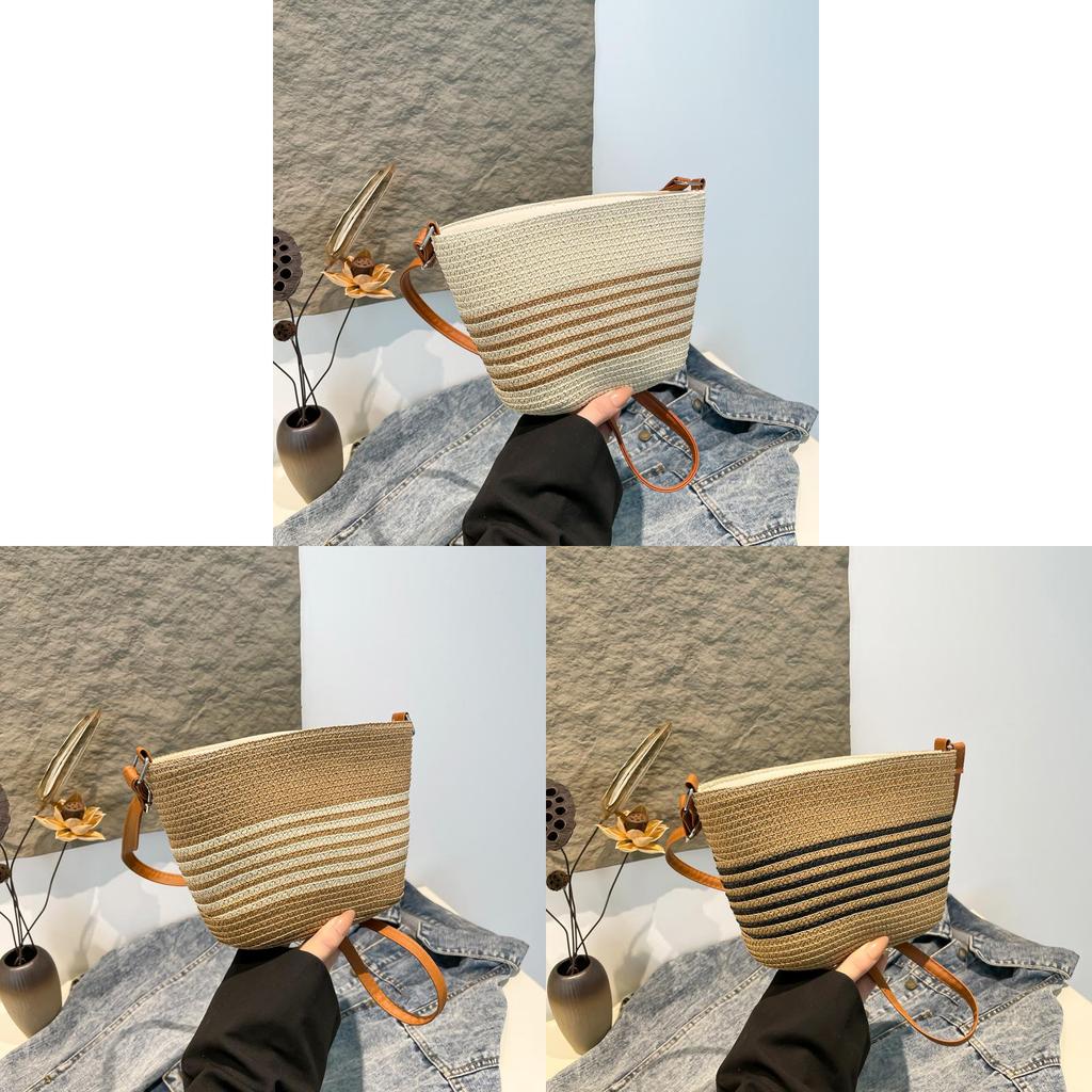 French Vintage Woven Bag For Women With Pu And Straw Material Ideal For Casual Daily Use