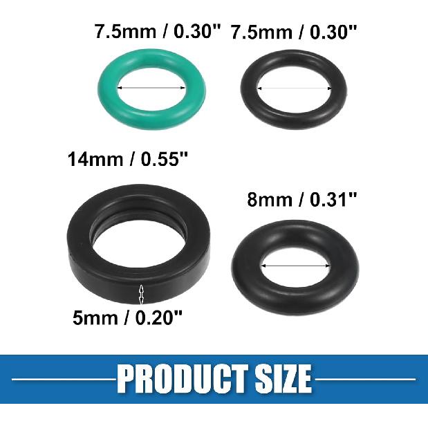 Fuel Injector O Rings Seals Fuel Injector Repair Kit for Honda Accord Civic 1988-2002 Rubber Black (Set of 4)