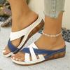 Fashion Women's Contrast Color Wedge Slippers Summer 2025 Lightweight Non Slip Beach Slides Woman Outdoor Comfort Slip On Casual Sandals