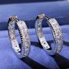 Luxury Female White Zircon Stone Hoop Earrings Vintage Fashion Silver Color Wedding  For Women