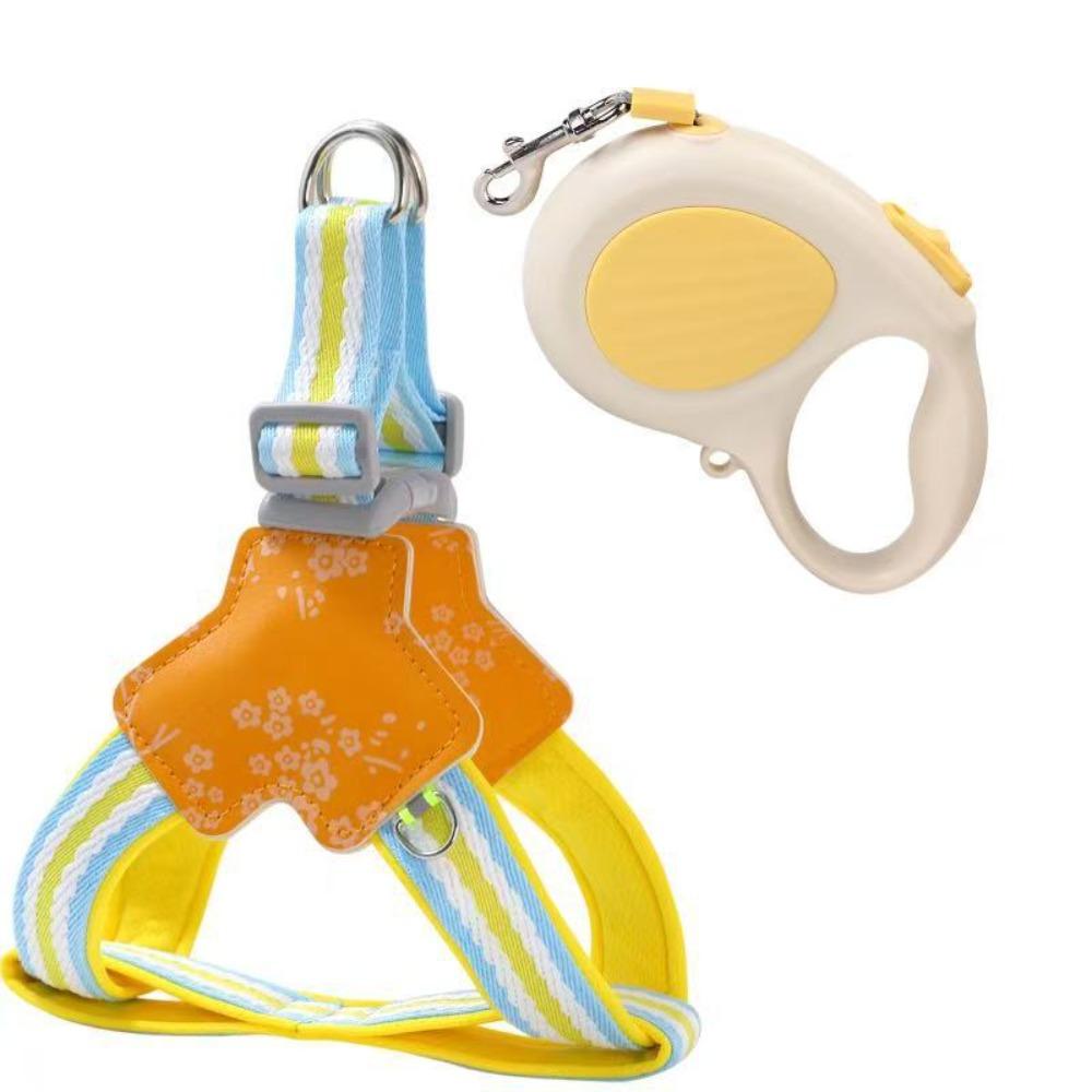 Set Pettorina e Guinzaglio per Cani Traspirante Senza Strangolamento Step-in Pettorina a Gilet per Cani Piccoli Pettorina Regolabile per Cuccioli Rosa Blu Giallo