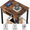 Set of 2 Nightstands w/ Charging Station - Rustic Brown 2-Tier Bedside Tables, Dual USB & AC Outlets + Mesh Storage