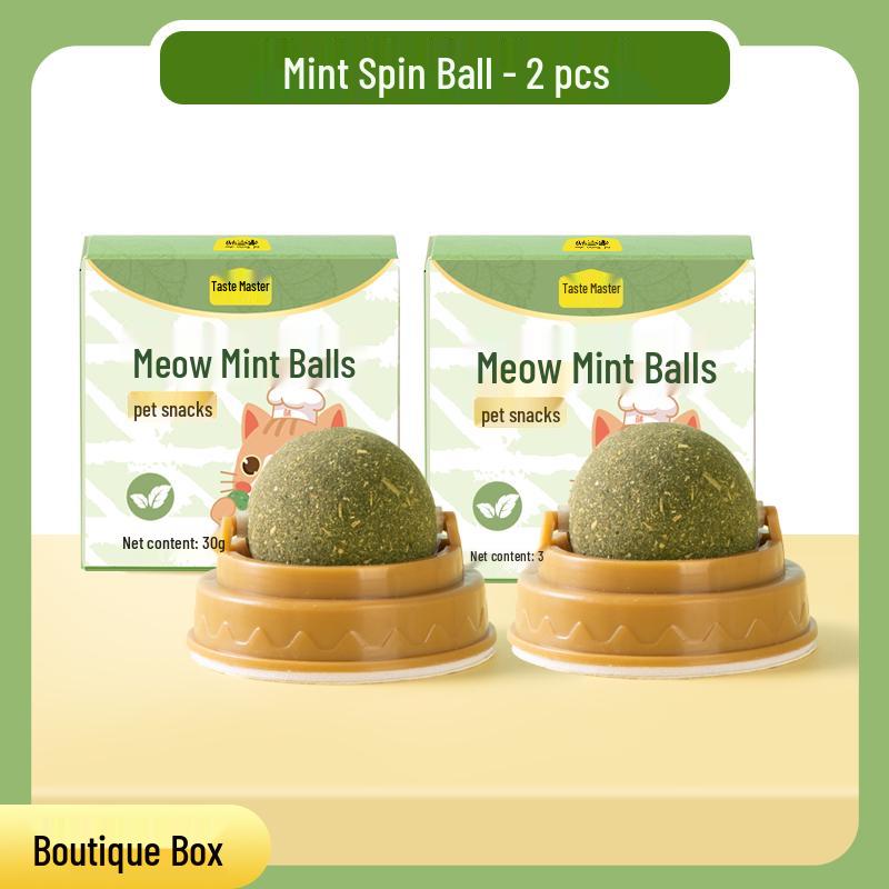 Catnip Ball Teasing Toy: Stick-on Self-Play, Boredom Relief, Lickable Molar Biscuit for Cats