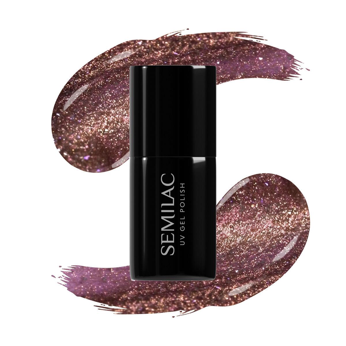 Smalto semipermanente per unghie con glitter Meta Rose #823 Semilac 7 ml
