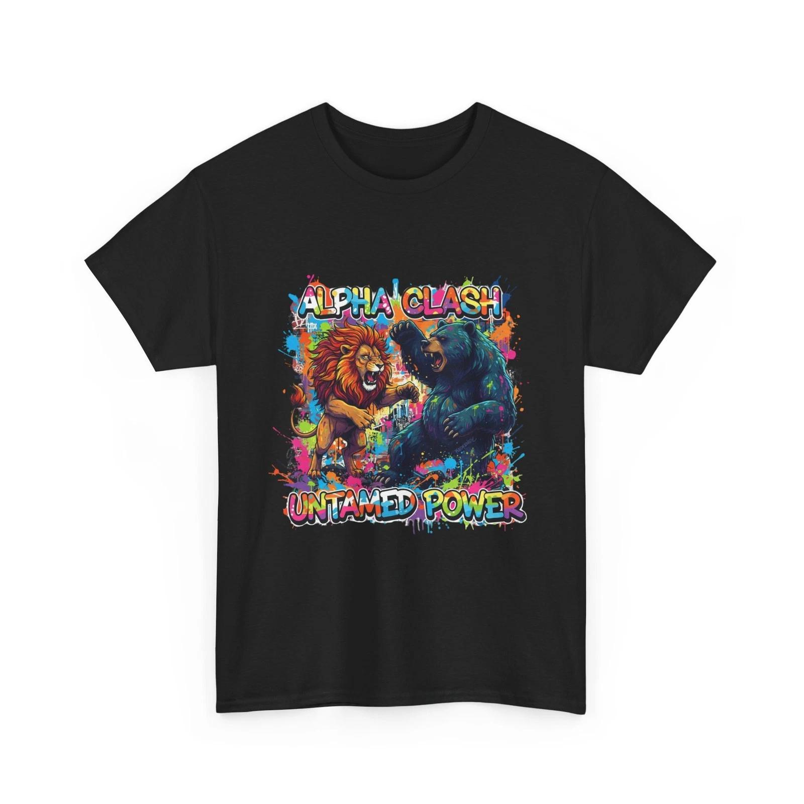 Alpha Clash Lion vs Gorilla T-Shirt | Animal Fight Graphic Tee, GifT-Shirt Idea XL