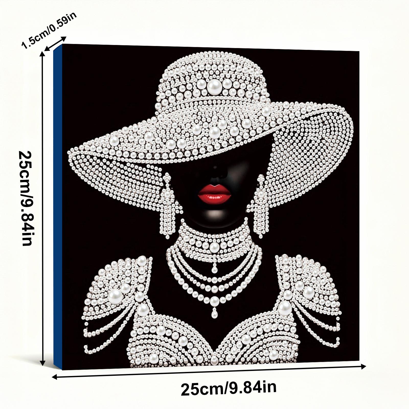 

DIY Pearl Gem Paintings Art Kits Full Drill Round Picture Arts Elegant Diamond Craft for Beginners Home Decor 25x25cm with Frame