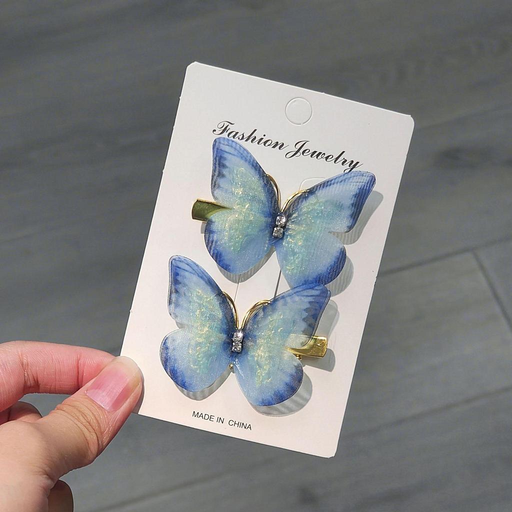 Gradient Butterfly Hairpin for Children - Cute Mesh and Alloy Duckbill Clip, Perfect for Hanfu and Fairy Styles