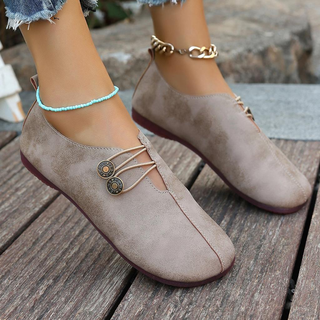 New women's shoes flat-soled mother shoes buckle decoration solid color soft-soled single shoes women's middle-aged and old women's shoes