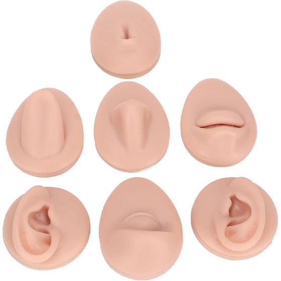 Soft Silicone Flexible Model Body Part Displays Set, Silicone Tongue Mouth Navel Ear Model for Piercing Practice and Jewelry Display Acupuncture