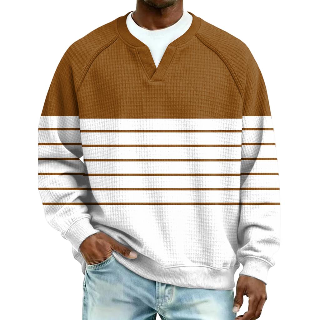 Herrfritidshuva Utomhus V-hals Vågmönster Långärmad