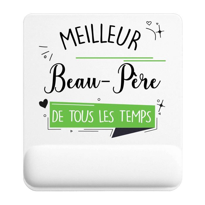 Tapis de souris - PLANETEE - Meilleur Beau-Père de tous les temps - 22 x 18 cm - 3 mm - Surface lisse antidérapante