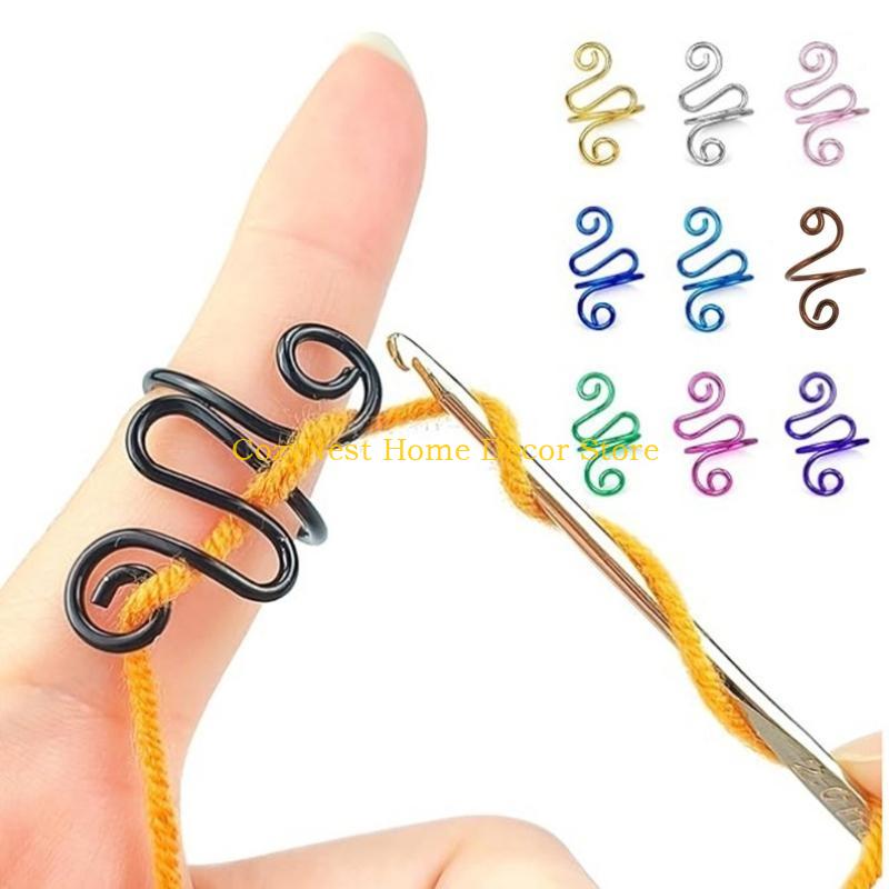 92MF 10/14/15 Pcs Snake Shape Crochet Rings Tension Guide Yarn Rings Knitting Accessories for Mother Women
