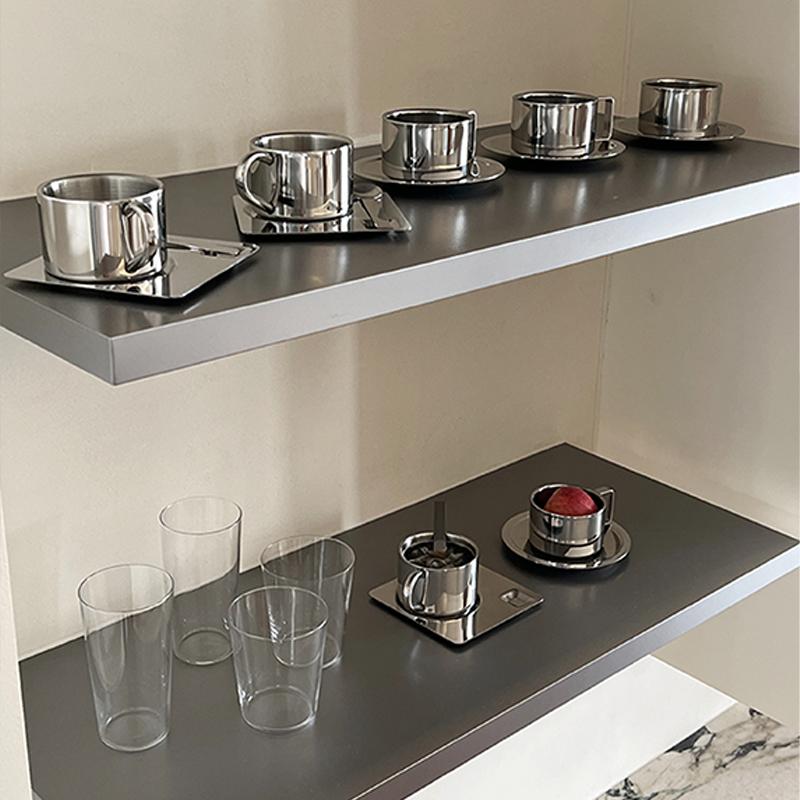 175ml Bürotassen Teetassen-Set Nordisches Design aus Metall Kaffeetassen Minimalistisches Kaffeeset