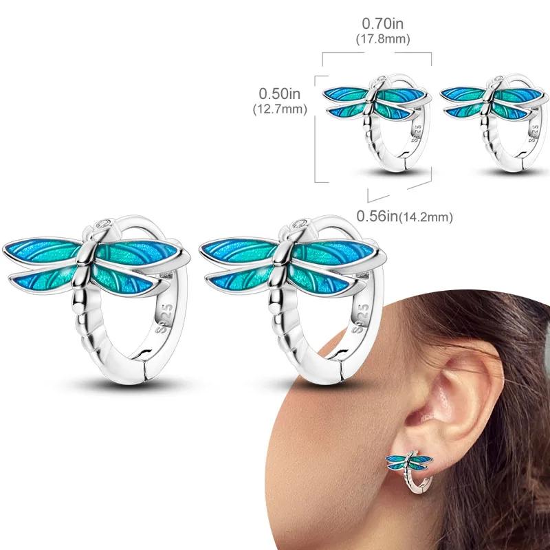 Women Earring 2025 Hot Sales 925 Silver Hoop Earrings Love Heart Butterfly Drop Earring Stud for Women Girls Party Jewelry Gifts