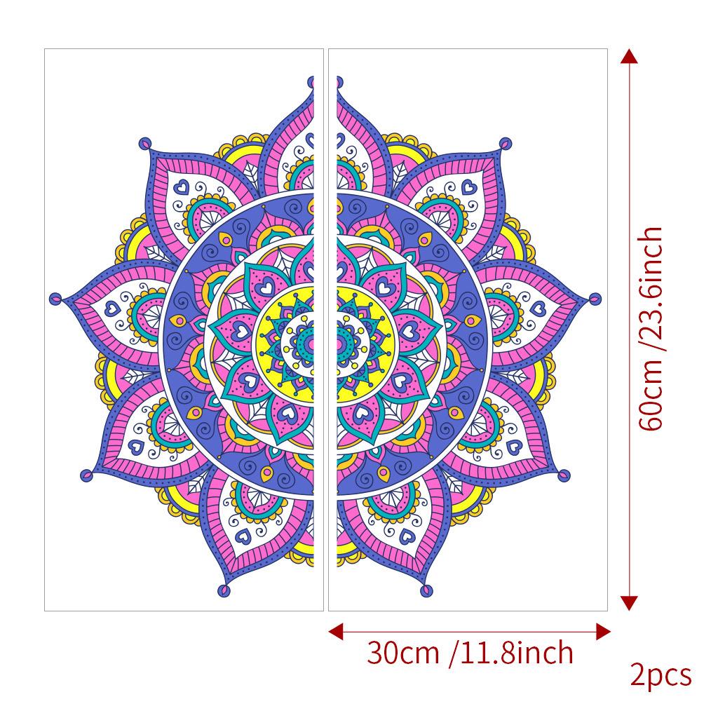 Gold Colorful Large Mandala PVC Removable Wall Stickers