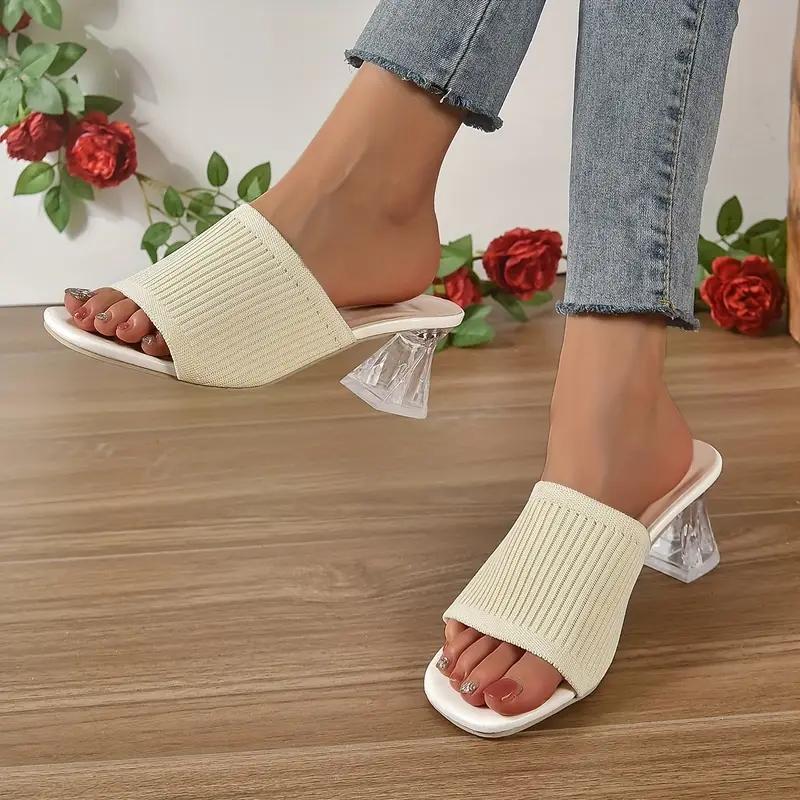 Fashion Aphixta 6cm Strange Style Transportant Heels Flying Upper Women Flip Flops Slipper Summer Peep Toe Slides Fashion Beige Shoes