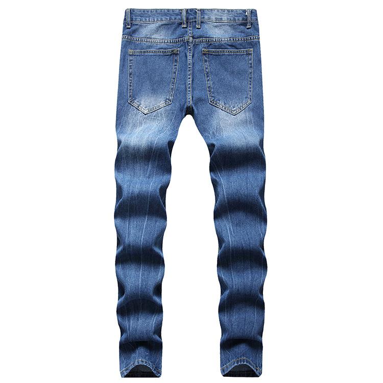 2024 European And American New Four Season Wearable Straight Cut Men'S Jeans With Holes, Slim Fit Denim Pants