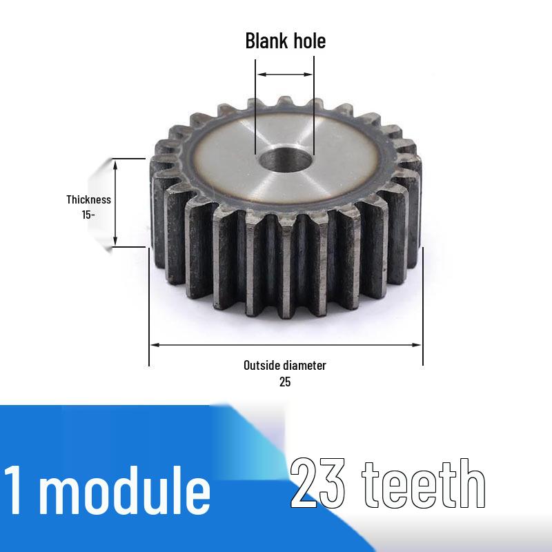 Custom 1 Module Spur Gear, Thickness 15mm, 15-25 Teeth, Non-Standard, National Standard 45 Steel, Ideal for DIY Projects.