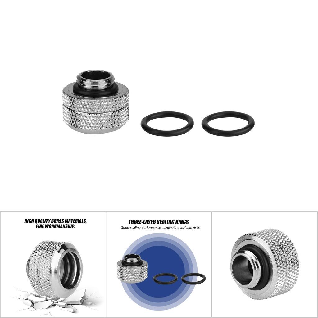 2 Pcs   Pack Water Cooling Compression Fitting for Rigid Acrylic Tube OD 14mm Silver