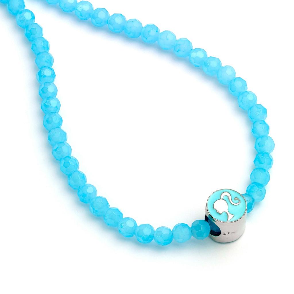 Barbie Blue Bead Necklace with Round Barbie Bead Charm