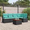 Garden Sofa Set with Cushions 6 pcs Black Poly Rattan