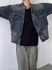 Nostalgic Blue Retro Denim Jacket - Men's Loose Fit with Large Pockets and Stand Collar for Spring & Autumn