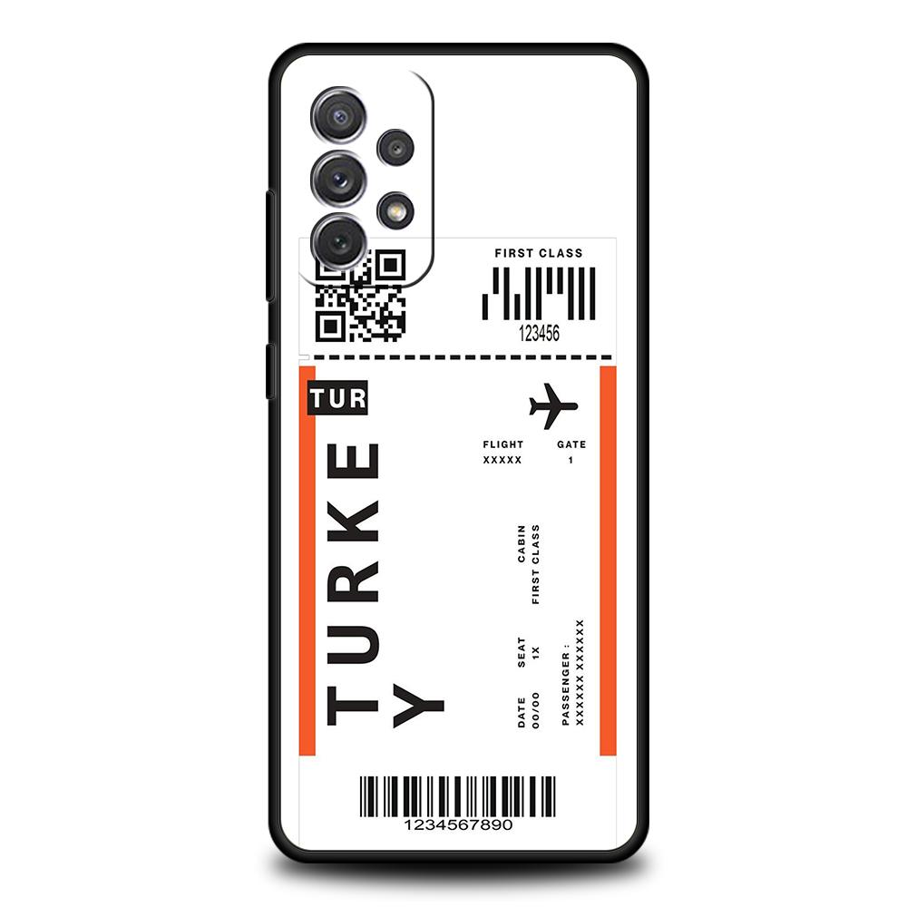 World Travel Ticket Seoul New York Phone Case for Samsung Galaxy A51 A71 A72 A73 A13 A23 A32 A33 A52 M31 M21 M22 A21S Soft Shell