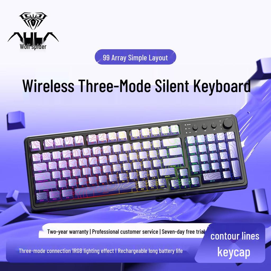 Teclado Mecánico Portátil Wolf Spider S99pro – Tres Modos, Diseño Colorido, con Pantalla, para Oficina y Gaming.