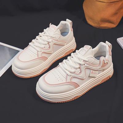 New Versatile Thick Bottom Breathable Casual Thin Student Sports Running Shoes Versatile Mesh Surface White Shoes Women's Fashion